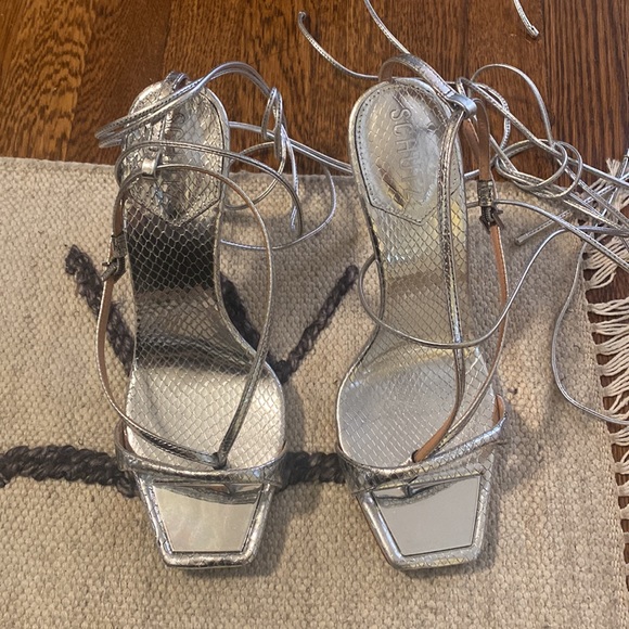 Shutz Silver Strappy Heels - Picture 3 of 5